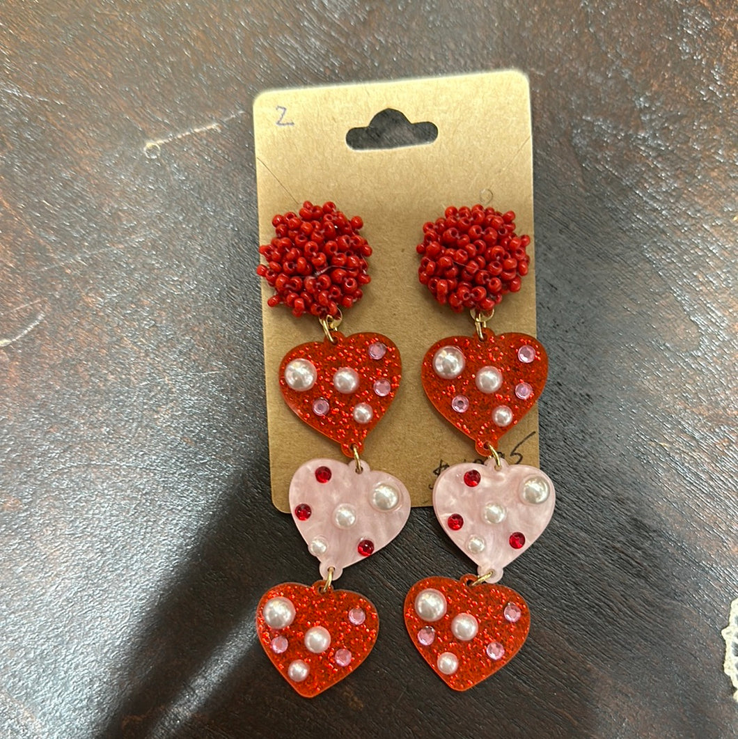 3 heart earrings